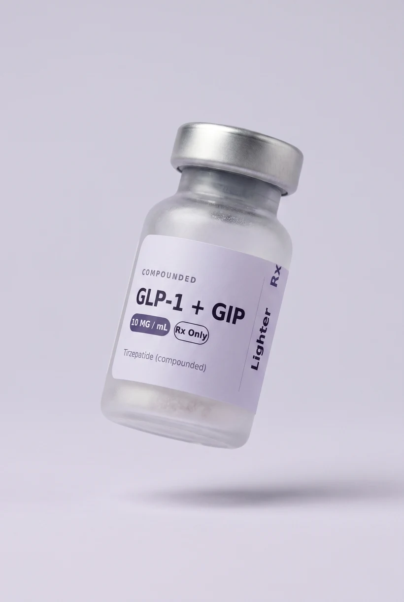 Compounded tirzepatide GLP-1 + GIP vial
