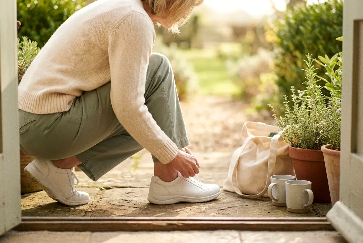 A patient heading out for a morning walk